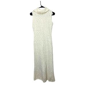 Vintage Jane Cream Sleeveless Turtleneck Maxi Sweater Dress M